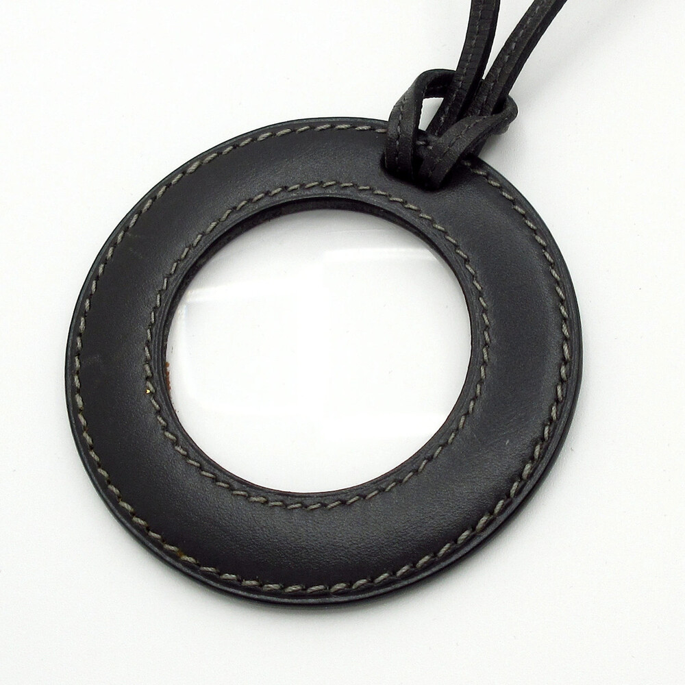 Hermes Dark Gray Leather Necklace #358439H73B